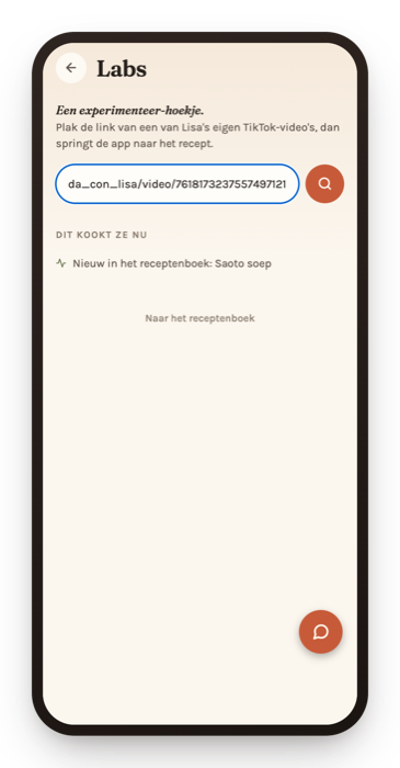 Het Labs-scherm met een geplakte link van een video van Lisa